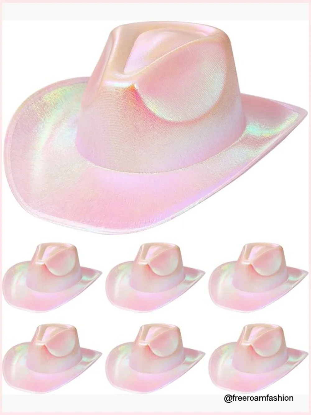6 Pack Glitter Cowboy Hats for Women Disco Party Costume Accessory
